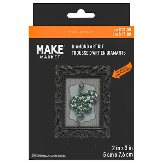 2" x 3" Green Snake Acrylic Surface Diamond Art Kit with Frame by Make Market®